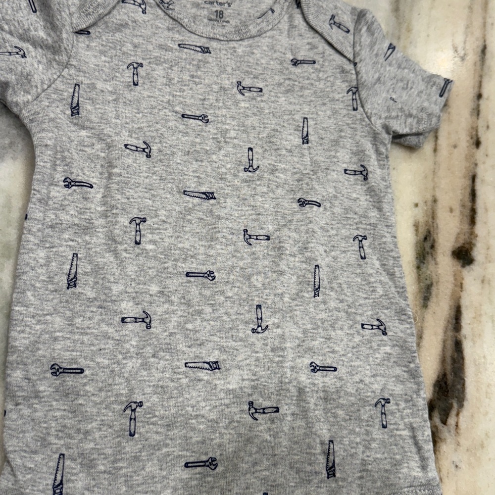 Carter's Gray and Blue Printed Bodysuit - Picture 4 of 5
